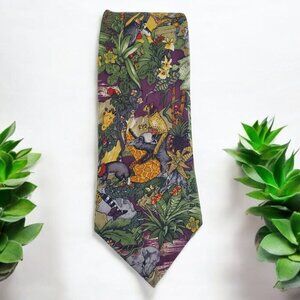 Vintage Pierre Cardin Neck Tie Safari Jungle Animal Print 100% Silk 58" long